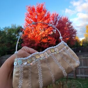 Jessica McClintock Beaded Embellished Bag ~ MOP Buttons ~ GUC* FINAL PRICE!